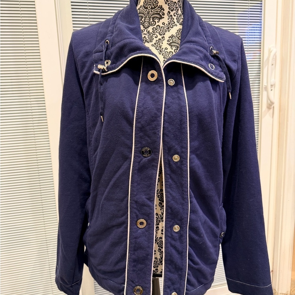 Jones New York Navy Utility Jacket with White Accents